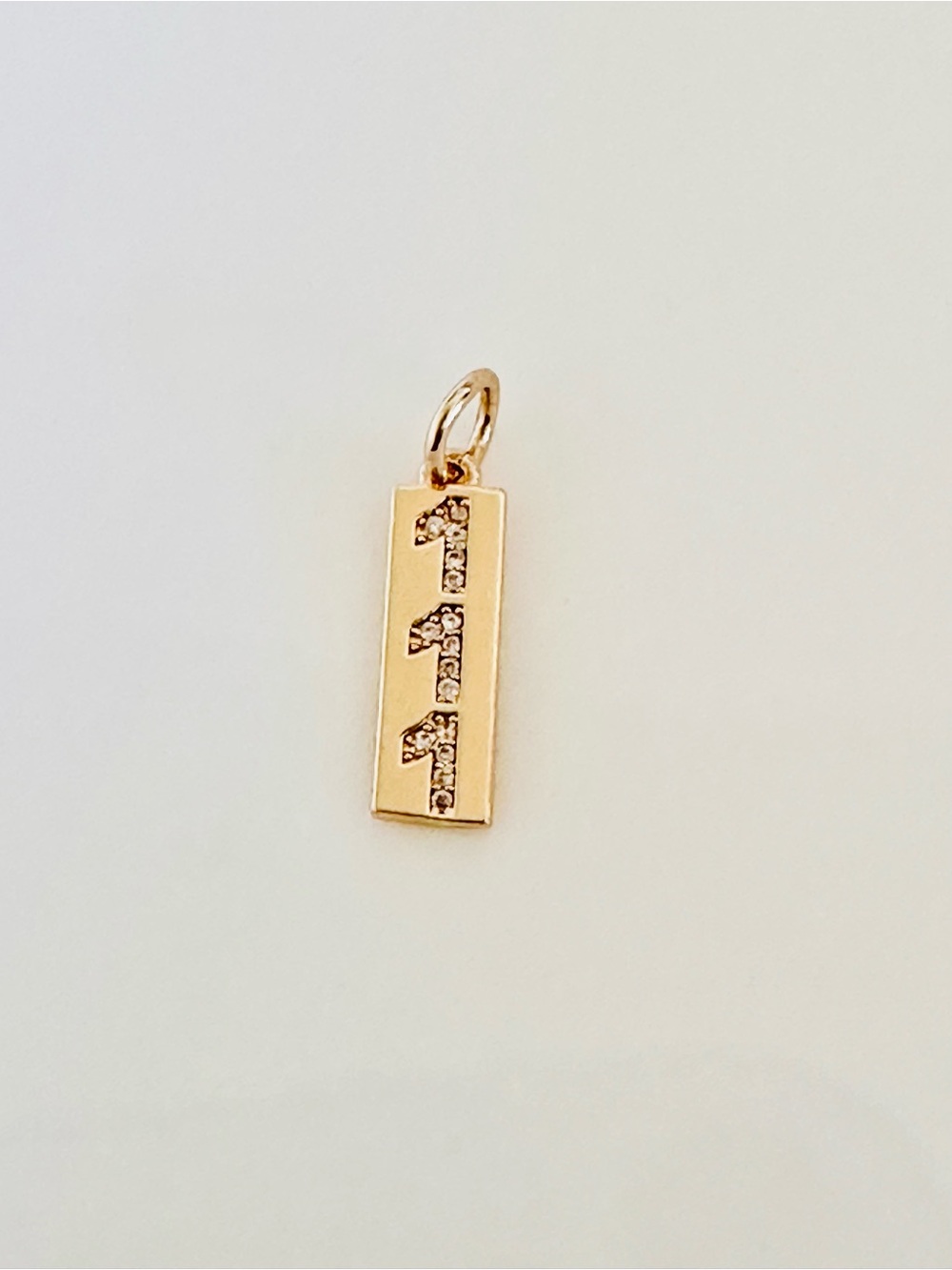 Gold Number 1 Bar Pendant Charm with Crystal Accents